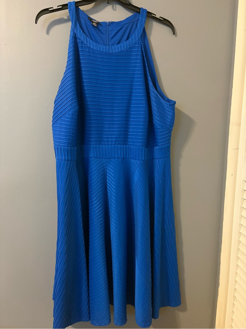 Alfani Royal Blue Pleated Fit-and-Flare Halter Dress